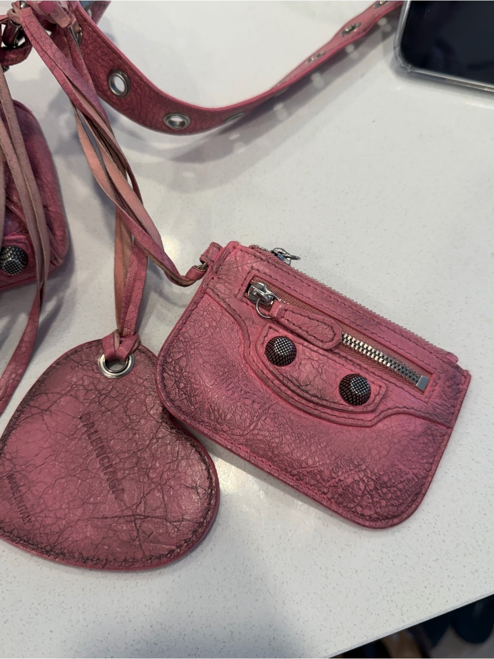 AUTHENTIC balenciaga le cagole in pink distressed leather - Picture 2 of 11